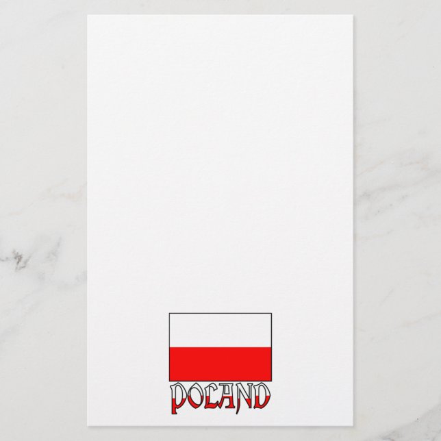 Polen - Flagge und Name Briefpapier (Vorderseite)