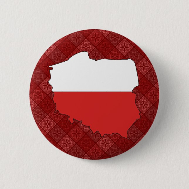 Polen-Flaggen-Karte Größengleich Button (Vorderseite)