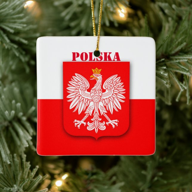 Polen Flaggenemblem Erbe Patriotic Polska Keramikornament (Baum)