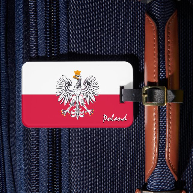 Polen Gepäckmarken, patriotische polnische Flagge Gepäckanhänger (Vorderseite Insitu 4)
