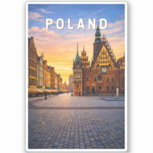 Polen Illustration Reise Kunst Vintage Aufkleber