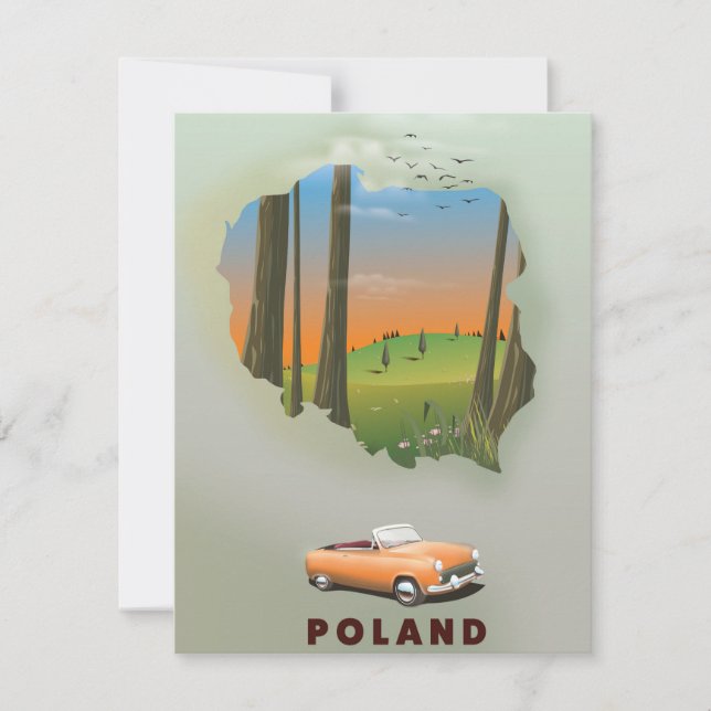 Polen Illustriertes Reiseplakat. (Vorderseite)