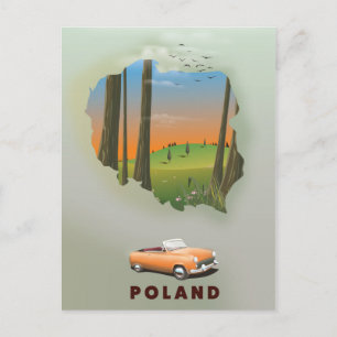 Polen Illustriertes Reiseplakat. Postkarte