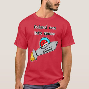 Polen kann in den Weltraum glückliches Polenball-M T-Shirt