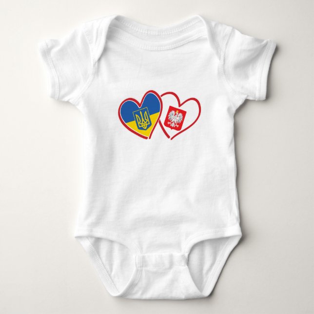 Polen Liebe Herz der Ukraine Baby Strampler (Vorderseite)