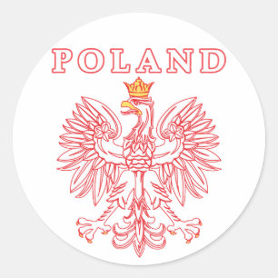 Polen mit Rot-Polnischem Eagle Runder Aufkleber