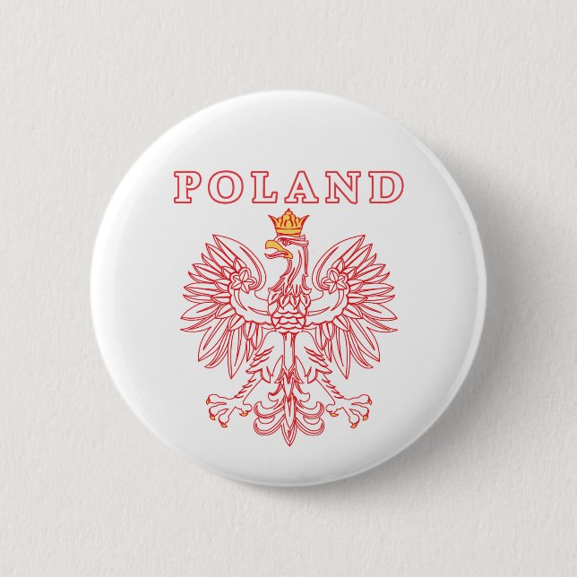 Polen mit rotem Polnischem Adler Button (Vorderseite)