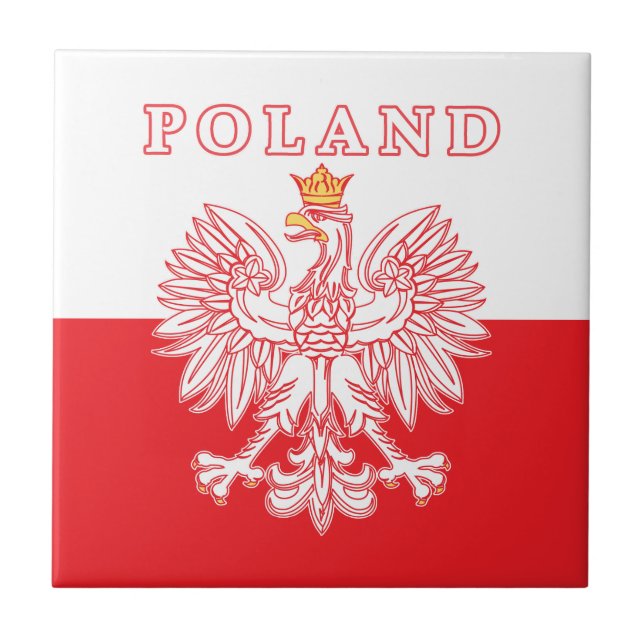 Polen mit rotem Polnischem Adler Fliese (Vorderseite)