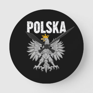 Polen Polen Adlerstange Stolz Polnische Wurzeln Po Runde Wanduhr