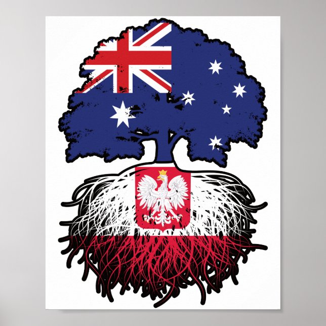 Polen Polnisch Australische Baumwurzelflagge Poster (Vorne)