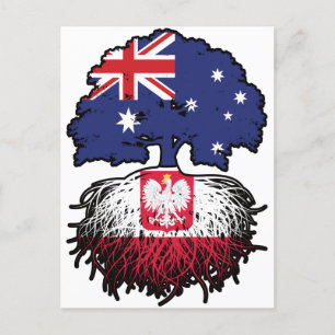 Polen Polnisch Australische Baumwurzelflagge Postkarte