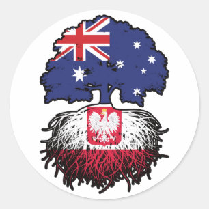Polen Polnisch Australische Baumwurzelflagge Runder Aufkleber