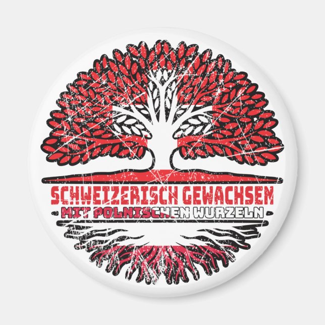 Polen Polnisch Schweizer Schweiz Baum Wurzel Magnet (Vorne)