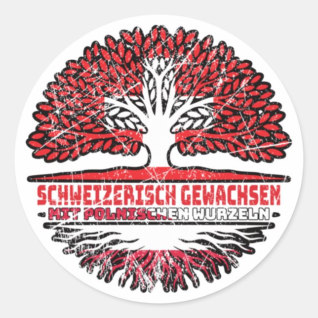 Polen Polnisch Schweizer Schweiz Baum Wurzel Runder Aufkleber (Vorderseite)