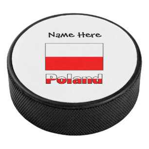 Polen Polnische Flagge Schwarz Personalisierung  Eishockey Puck