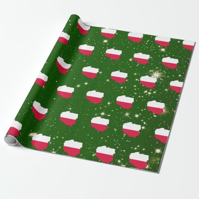 Polen: Polnisches Flag-Karte Weihnachtswrapppapier Geschenkpapier (Ungerollt)