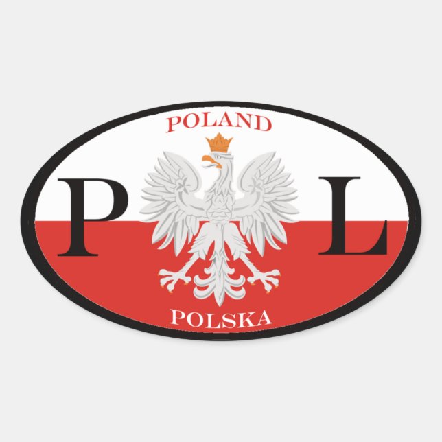 Polen Polska PL Ovaler Aufkleber (Vorderseite)