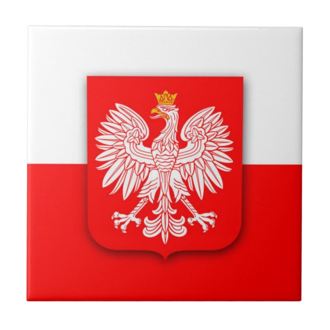 Polen Polska Red White Eagle Polnisch Fliese (Vorderseite)
