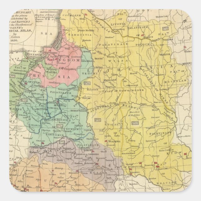 Polen, Preußen und Ungarn Quadratischer Aufkleber (Vorderseite)
