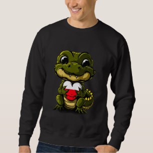 Polen Süßer Alligator Polnische Flagge Herz Polnis Sweatshirt