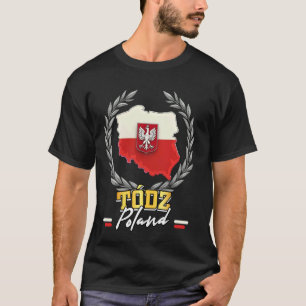 Polen Tódz Souvenir Polnische Flagge Karte T-Shirt