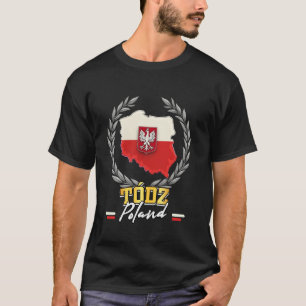 Polen Tódz Souvenir Polnische Flagge Karte T-Shirt