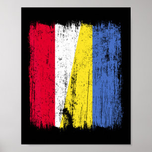 Polen Ukraine Halbflagge Polnisch Ukrainisches Erb Poster