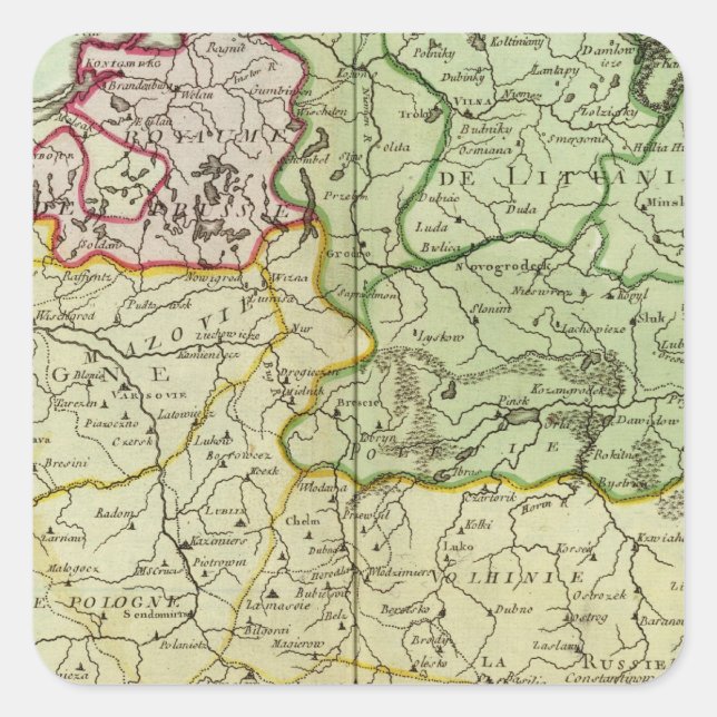 Polen und Litauen Quadratischer Aufkleber (Vorderseite)