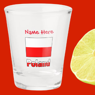 Polen und polnische Flagge Rot Personalisierung Schnapsglas