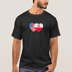 Polen und USA Flag Twin Heart für Polnisch-Amerika T-Shirt