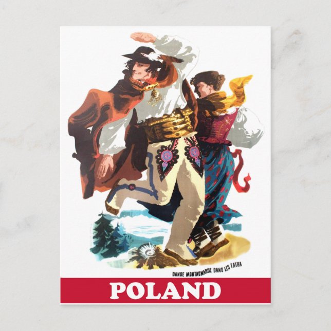 Polen Volkstänzer, Jahrgangsreisen Postkarte (Vorderseite)
