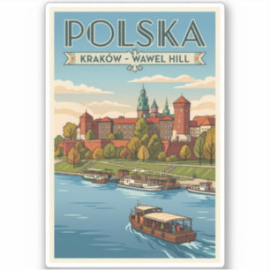 Polen Wawel Königsschloss Illustration Reise Kunst Aufkleber