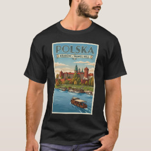 Polen Wawel Königsschloss Illustration Reise Kunst T-Shirt