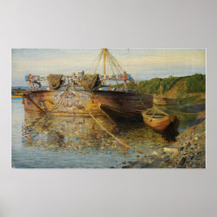 Polenov - Lastbarg auf dem Fluss Oka Poster