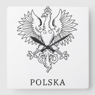 Polens Weißer Adler Zeitgenössisches Staatssymbol  Quadratische Wanduhr