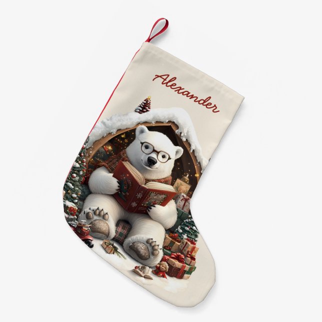 Poler Bear Individuelle Name Kleiner Weihnachtsstrumpf (Vorderansicht (hängend))