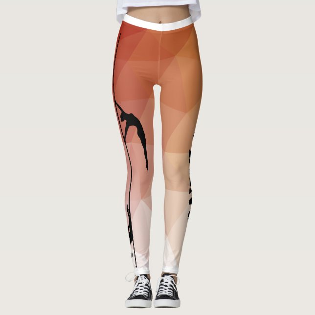 Poletanz-und -Fitness-rote und orange Leggings (Vorderseite)