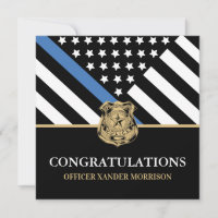 Police Abschluss Blue Line Flag Herzlichen Glückwu