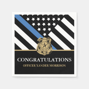 Police Abschluss Blue Line Flag Herzlichen Glückwu Serviette