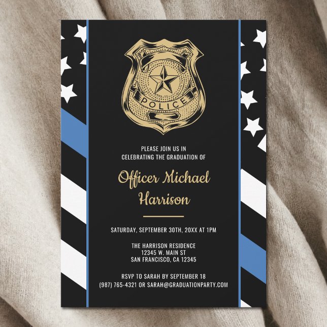 Police Academy Graduation Law Enforcement Flag Einladung (Police Academy Graduation Law Enforcement Flag Invitation)