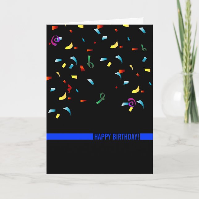 Police Birthday Thin Blue Line Custom Karte (Vorderseite)