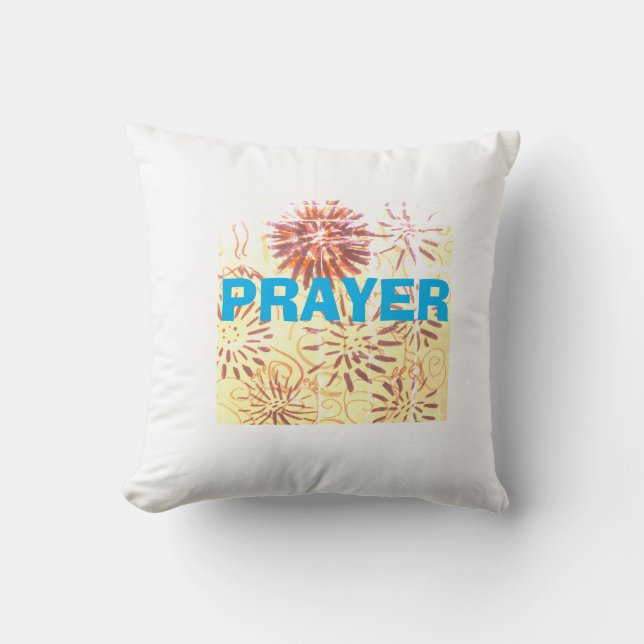 police bleue coussin PRAYER (Recto)