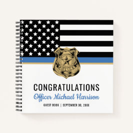 Police Blue Line Flag Glückwunsch Abschluss Guest Notizbuch
