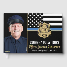 Police Blue Line Flag Glückwunschs Foto Retirement Gästebuch