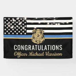 Police Blue Line Flag Herzlichen Glückwunsch Absch Banner