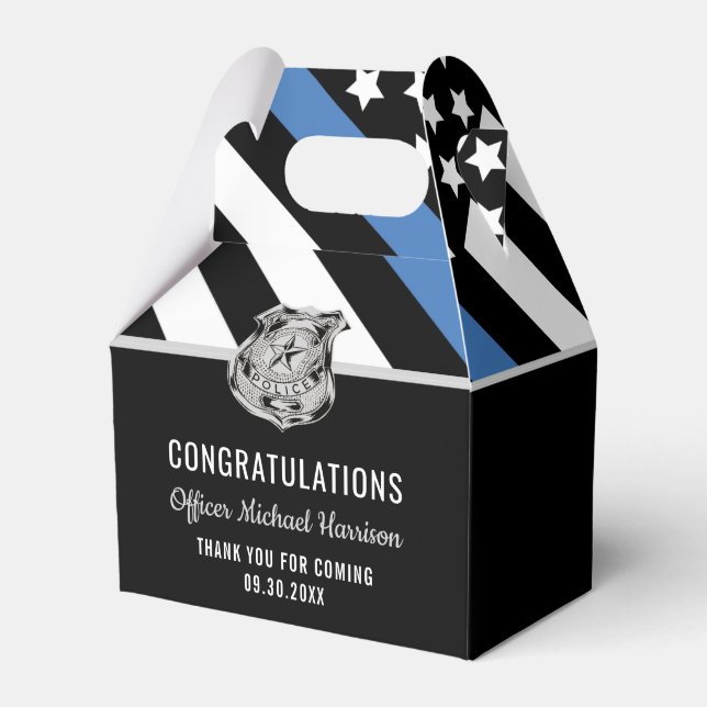 Police Blue Line Flag Herzlichen Glückwunsch Absch Geschenkschachtel (Vorderseite)