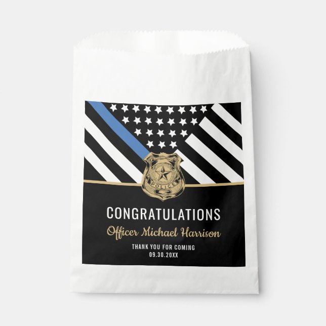Police Blue Line Flag Herzlichen Glückwunsch Absch Geschenktütchen (Vorderseite)