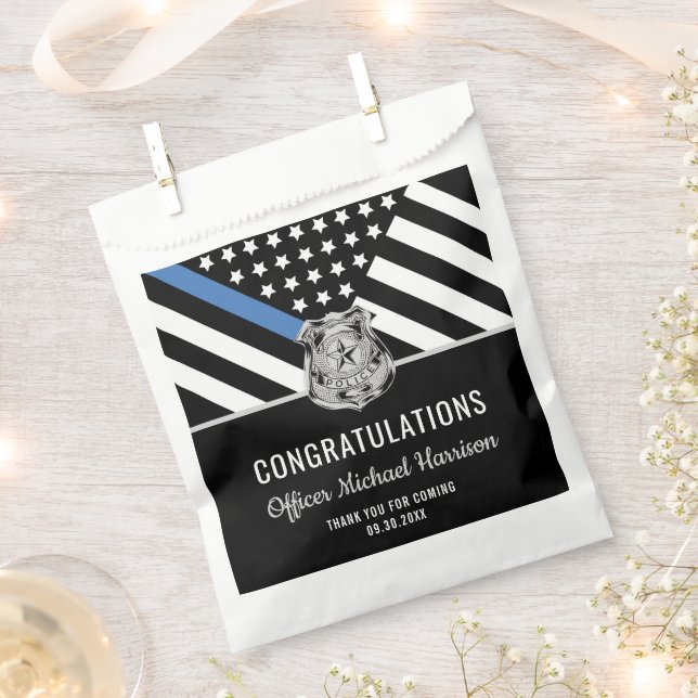 Police Blue Line Flag Herzlichen Glückwunsch Absch Geschenktütchen (Ausgeschnitten)