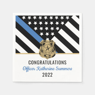 Police Blue Line Flag Herzlichen Glückwunsch Absch Serviette