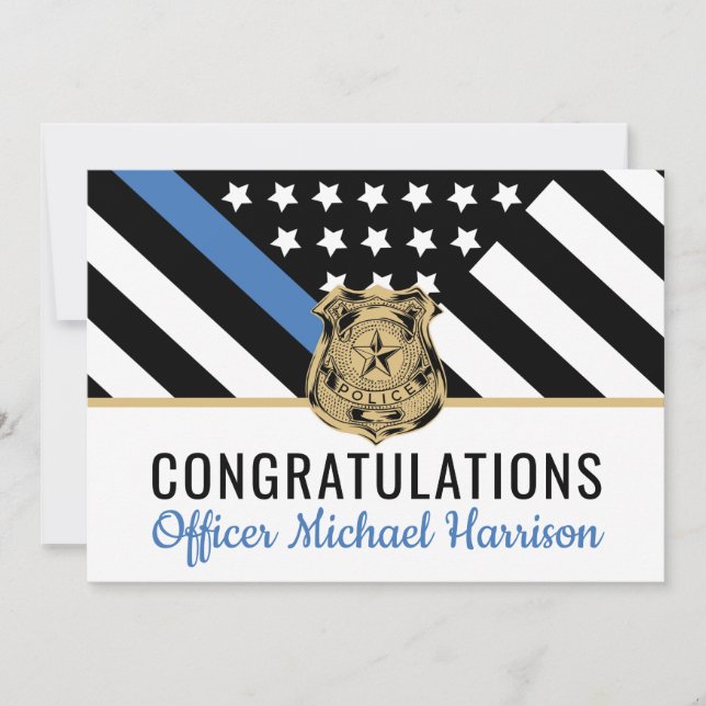 Police Blue Line Flag Herzlichen Glückwunsch Ruhes (Vorderseite)